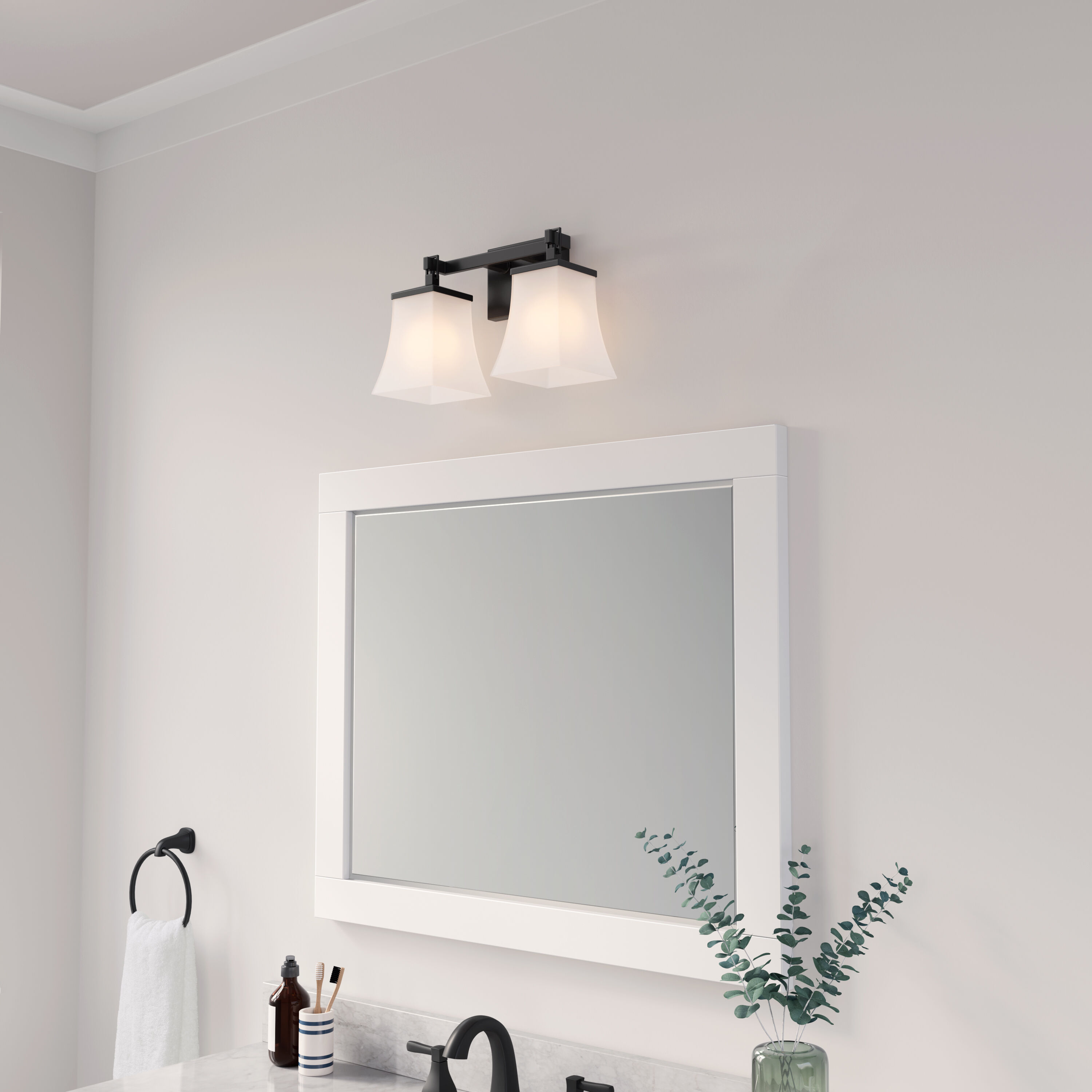 Sonorra 2 Light 15 inch Matte Black Bathroom Vanity Light Wall Light